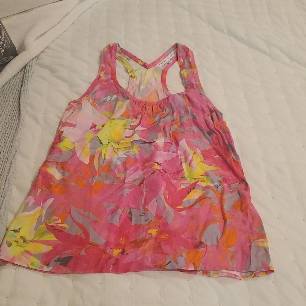 Trina Turk pink floral Sparrow top